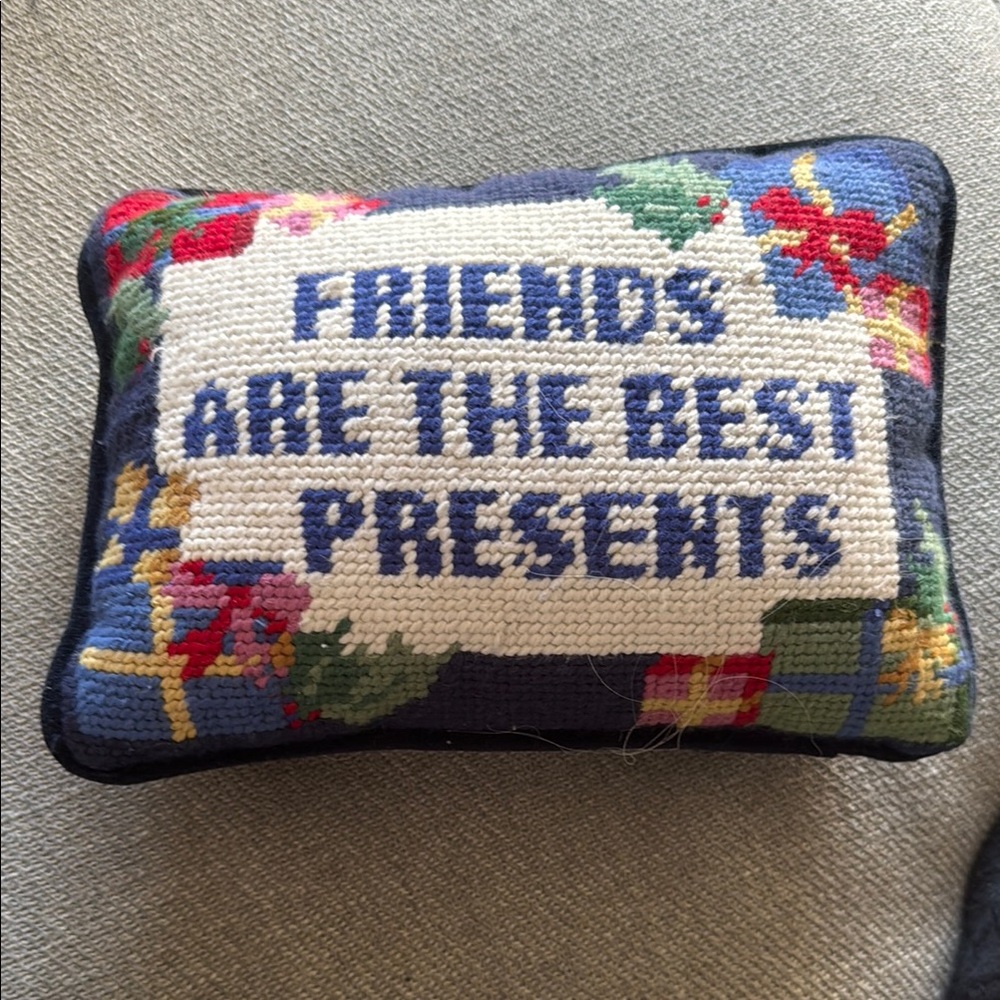 Needlepoint Pillow with Friendship Message